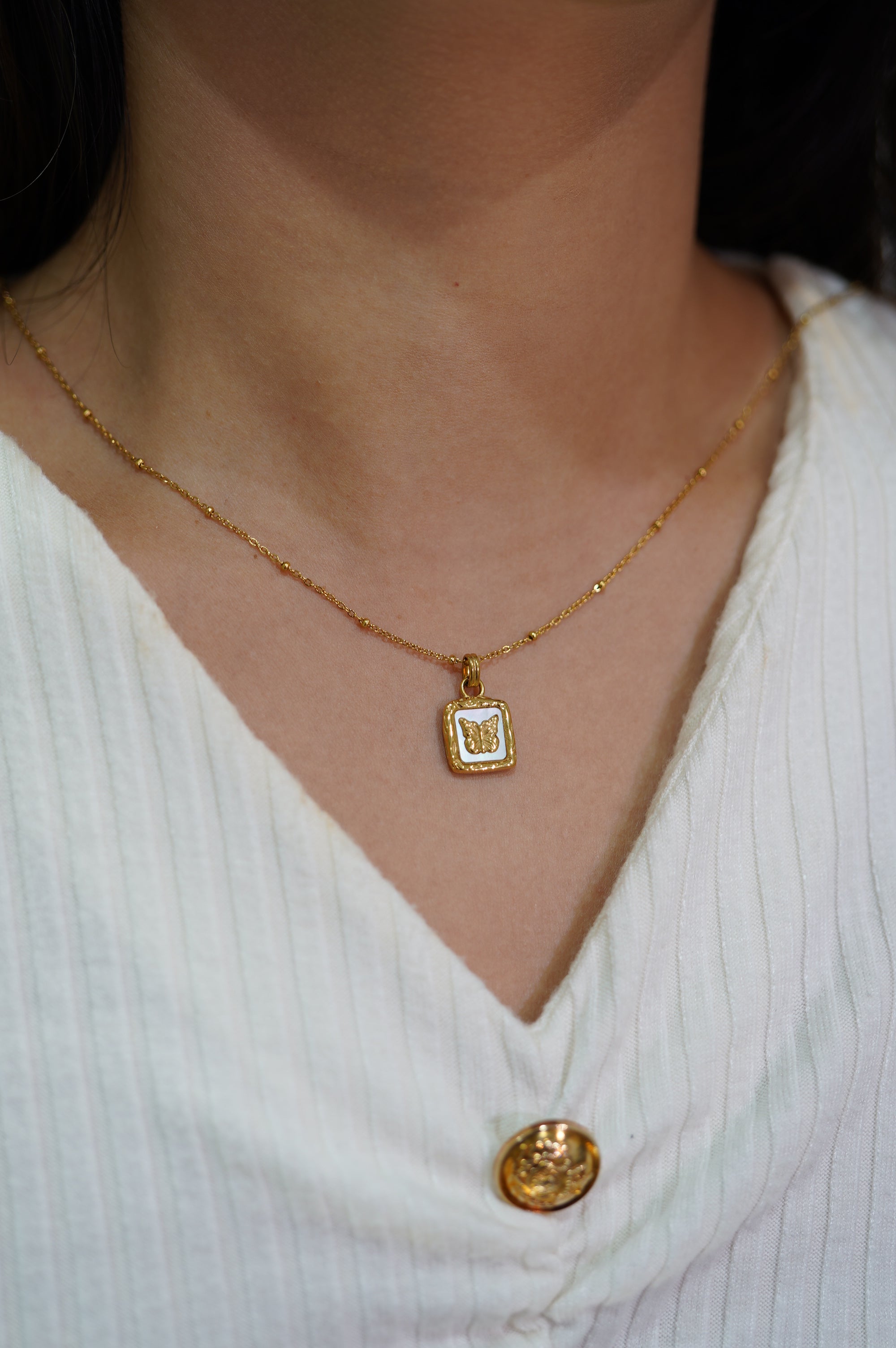 Butterfly Mother Shell Necklace
